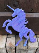 Load image into Gallery viewer, Lavender, blue, pink unicorn with glitter resin top coat
