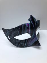 Load image into Gallery viewer, Side view of black, purple, blue mask
