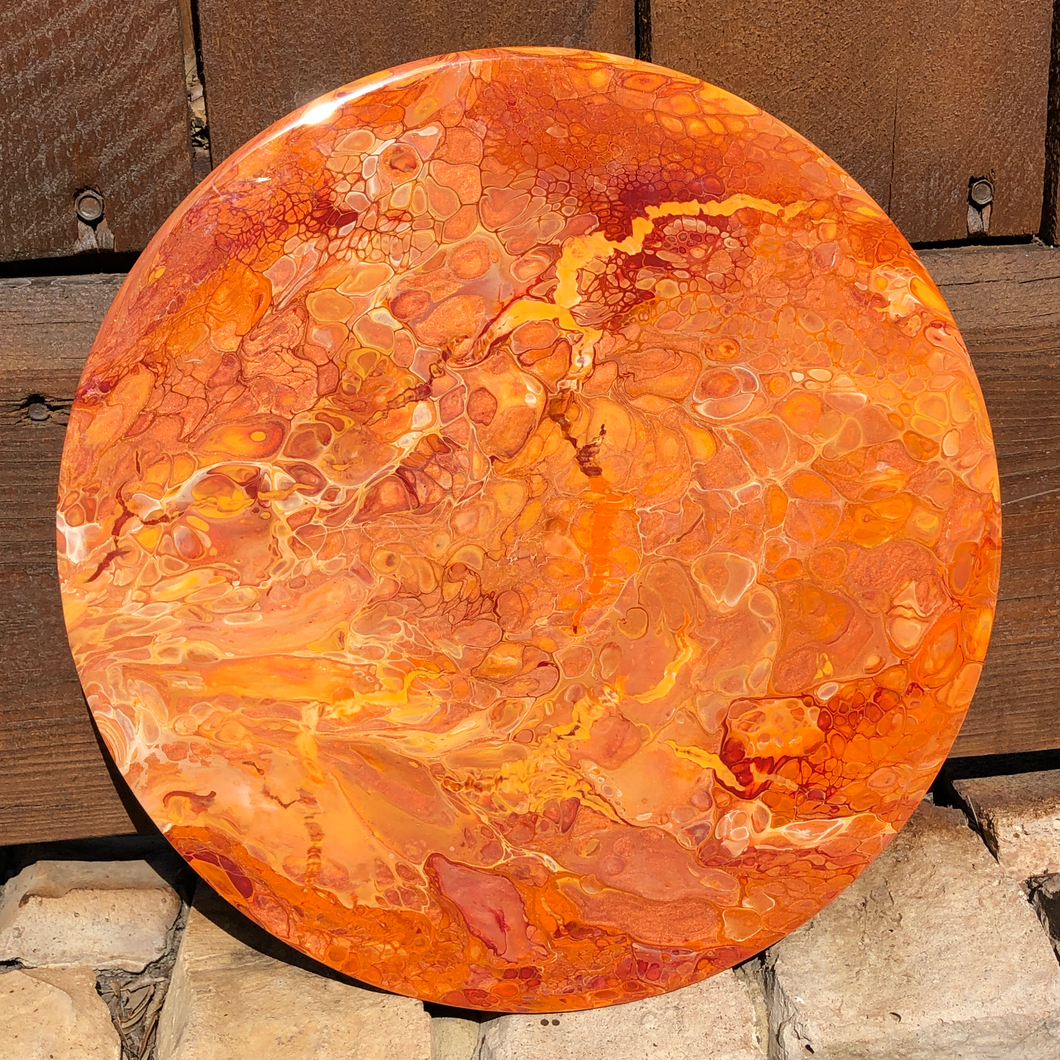 Volcanic Orange Fluid Art Pour on Vinyl Record