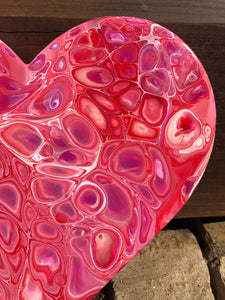 close up of the red and pink heart 